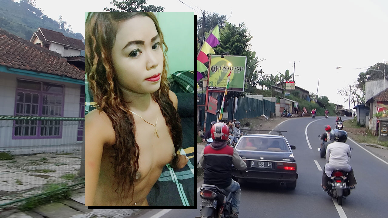 View riding up hills of Bandung on motorbike and exposed ASIAN NUDE SELFIE with bare tits and small nips
