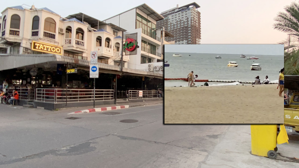Street and beach scenes at Pattaya Beach Lockdown in Thailand