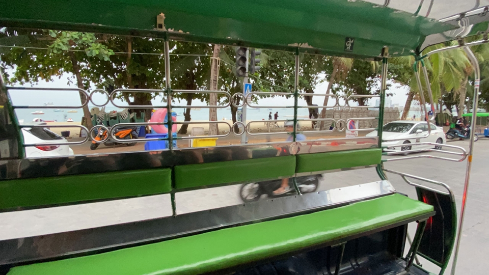 Viewing streets from inside Pattaya Bus Ride